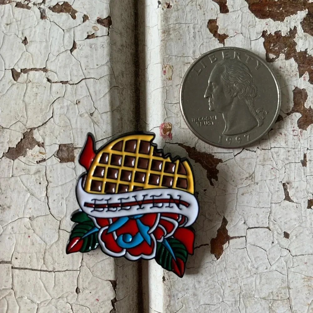 Brand new Stranger Things inspired enamel pin Eleven with Waffle